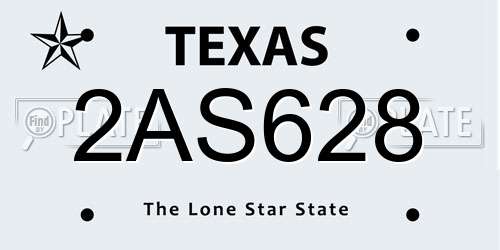 2AS628 Texas License Plate