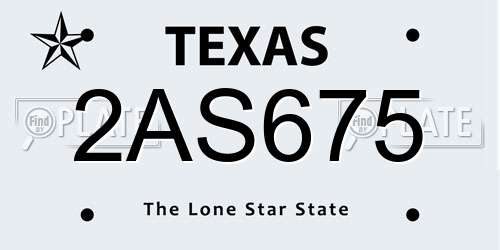2AS675 Texas License Plate