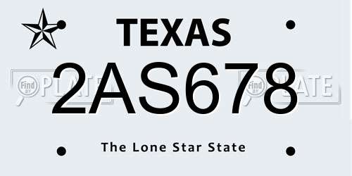 2AS678 Texas License Plate