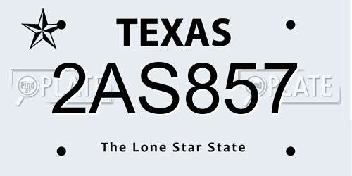 2AS857 Texas License Plate