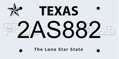 2AS882 Texas License Plate