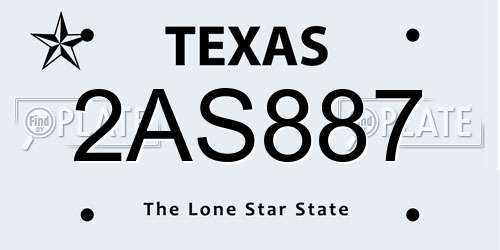 2AS887 Texas License Plate