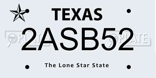2ASB52 Texas License Plate