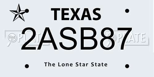 2ASB87 Texas License Plate