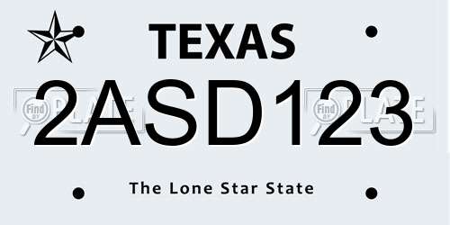 2ASD123 Texas License Plate