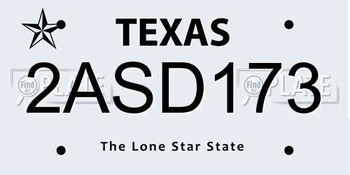 2ASD173 Texas License Plate