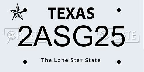 2ASG25 Texas License Plate