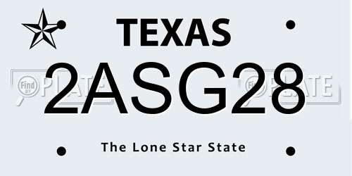 2ASG28 Texas License Plate