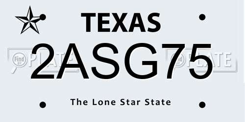 2ASG75 Texas License Plate