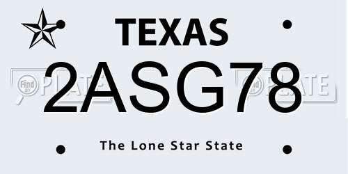 2ASG78 Texas License Plate