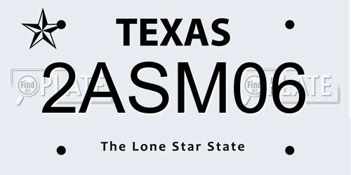 2ASM06 Texas License Plate