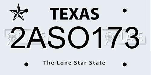 2ASO173 Texas License Plate