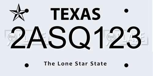 2ASQ123 Texas License Plate