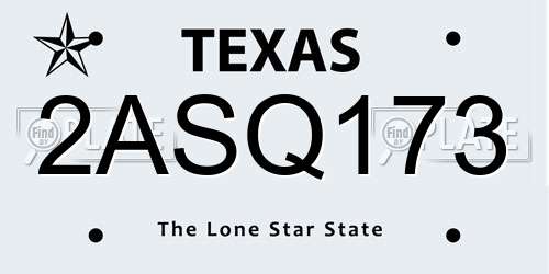 2ASQ173 Texas License Plate