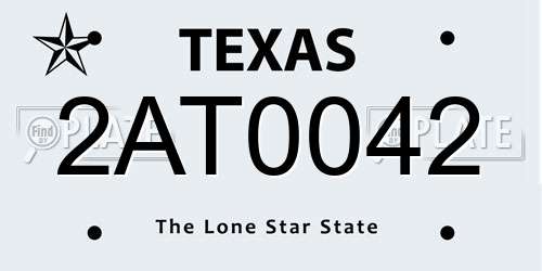 2AT0042 Texas License Plate