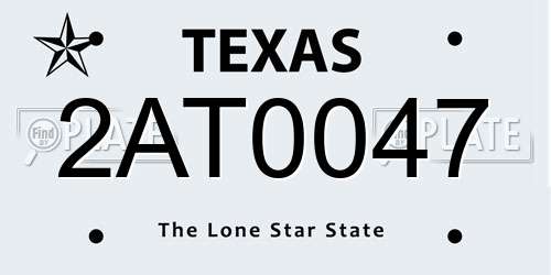 2AT0047 Texas License Plate