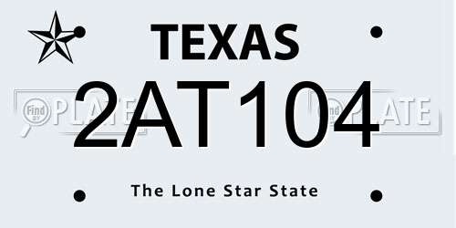 2AT104 Texas License Plate