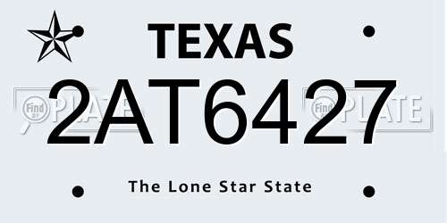 2AT6427 Texas License Plate