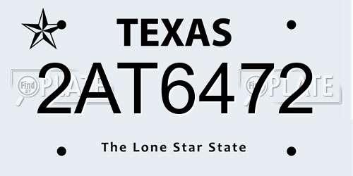 2AT6472 Texas License Plate