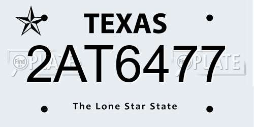 2AT6477 Texas License Plate