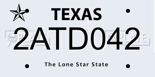 2ATD042 Texas License Plate