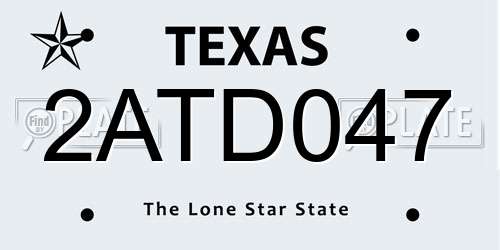 2ATD047 Texas License Plate
