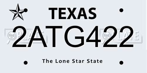2ATG422 Texas License Plate