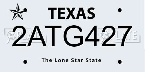 2ATG427 Texas License Plate