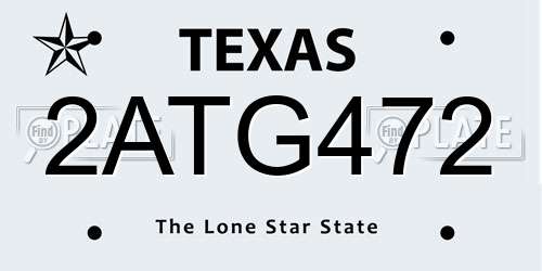 2ATG472 Texas License Plate