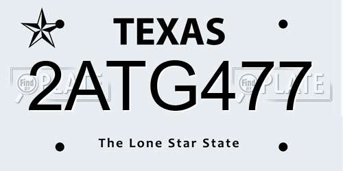 2ATG477 Texas License Plate