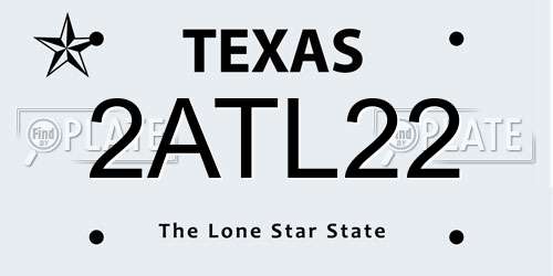 2ATL22 Texas License Plate