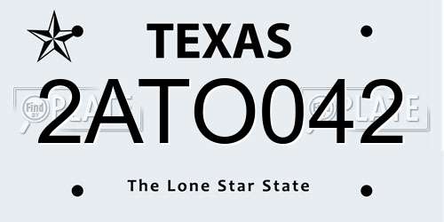 2ATO042 Texas License Plate