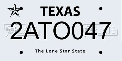 2ATO047 Texas License Plate
