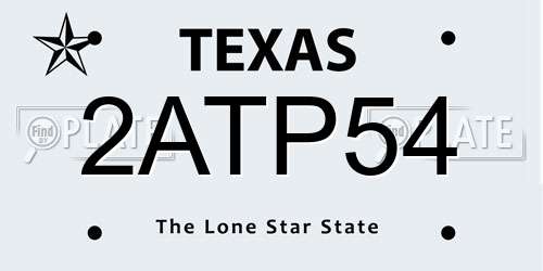 2ATP54 Texas License Plate