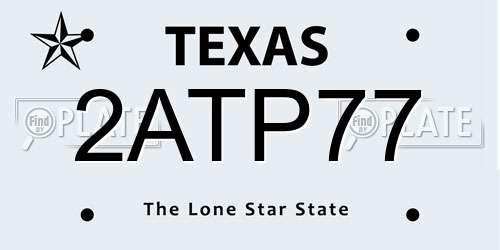 2ATP77 Texas License Plate