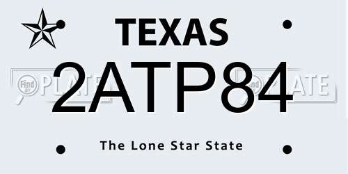 2ATP84 Texas License Plate