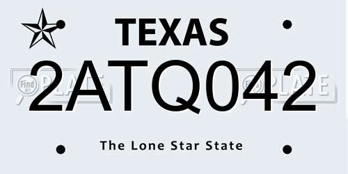 2ATQ042 Texas License Plate