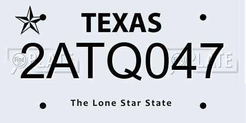 2ATQ047 Texas License Plate