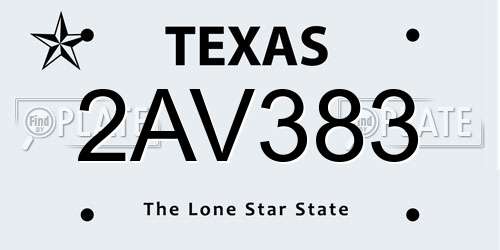 2AV383 Texas License Plate