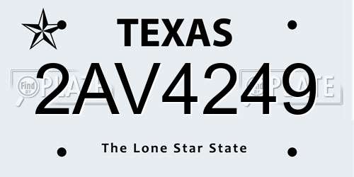 2AV4249 Texas License Plate
