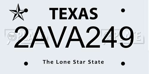 2AVA249 Texas License Plate