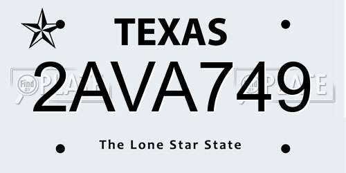 2AVA749 Texas License Plate
