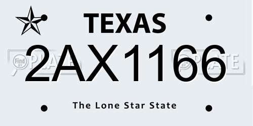 2AX1166 Texas License Plate