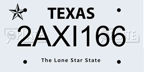 2AXI166 Texas License Plate