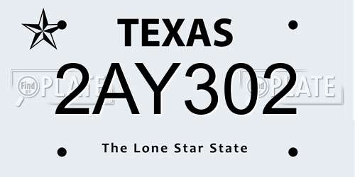 2AY302 Texas License Plate