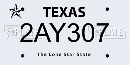 2AY307 Texas License Plate