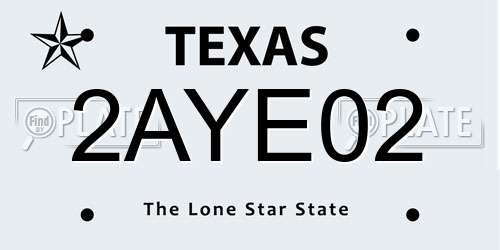 2AYE02 Texas License Plate