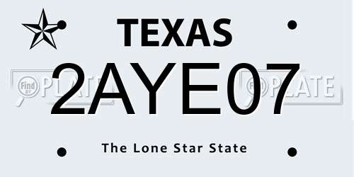 2AYE07 Texas License Plate