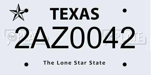 2AZ0042 Texas License Plate