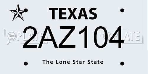 2AZ104 Texas License Plate